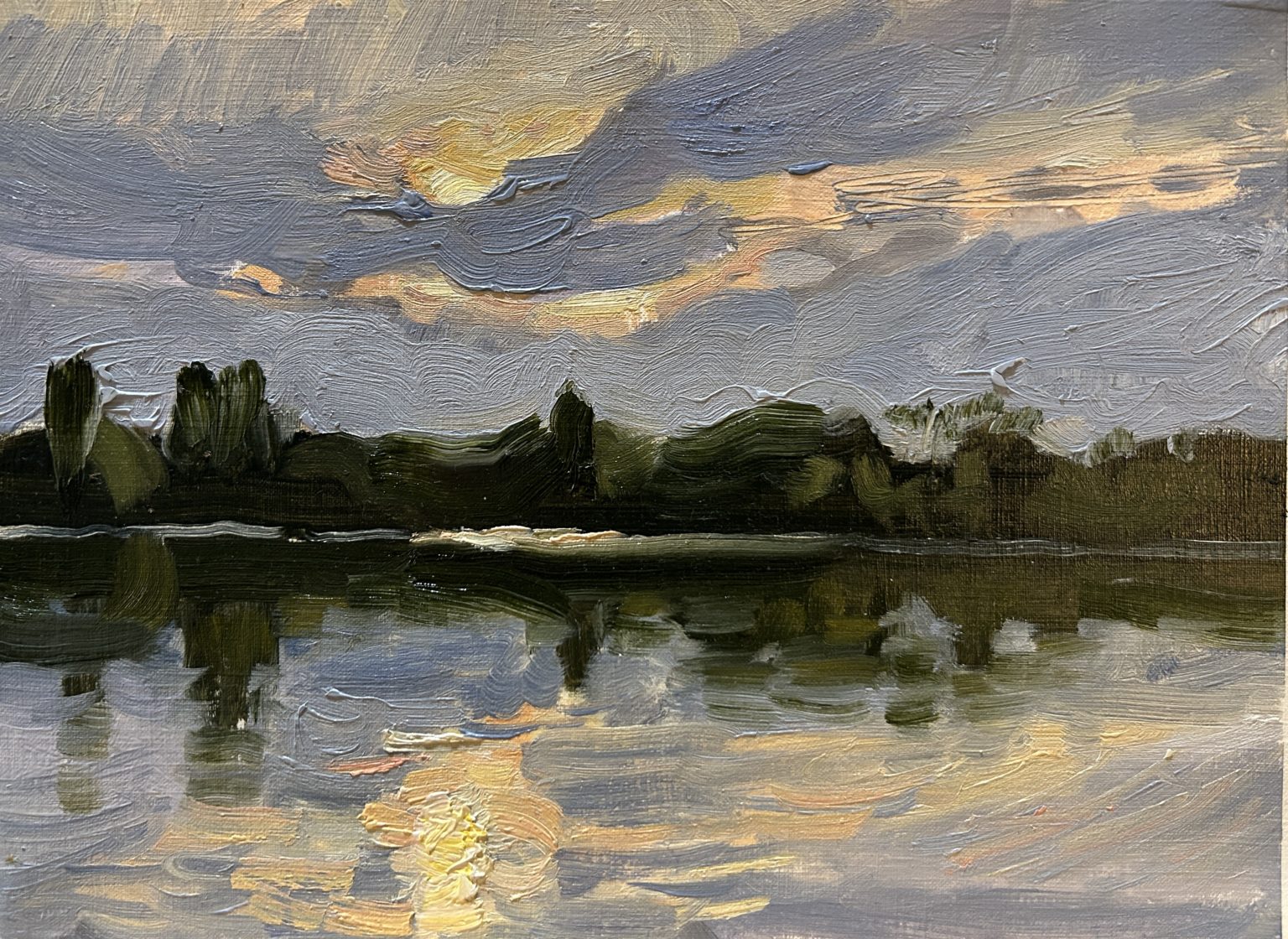 View at dusk from the Flevopark 2 - 23 cm * 17 cm - oil