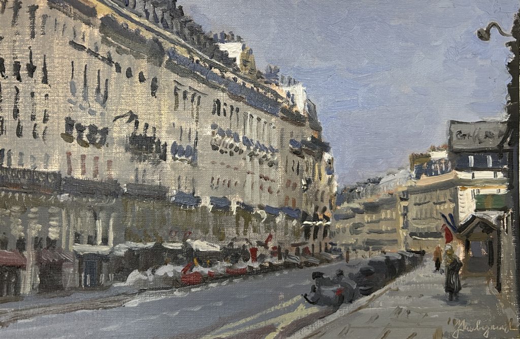 Rue Monge, huile sur papier, 20cm*30cm