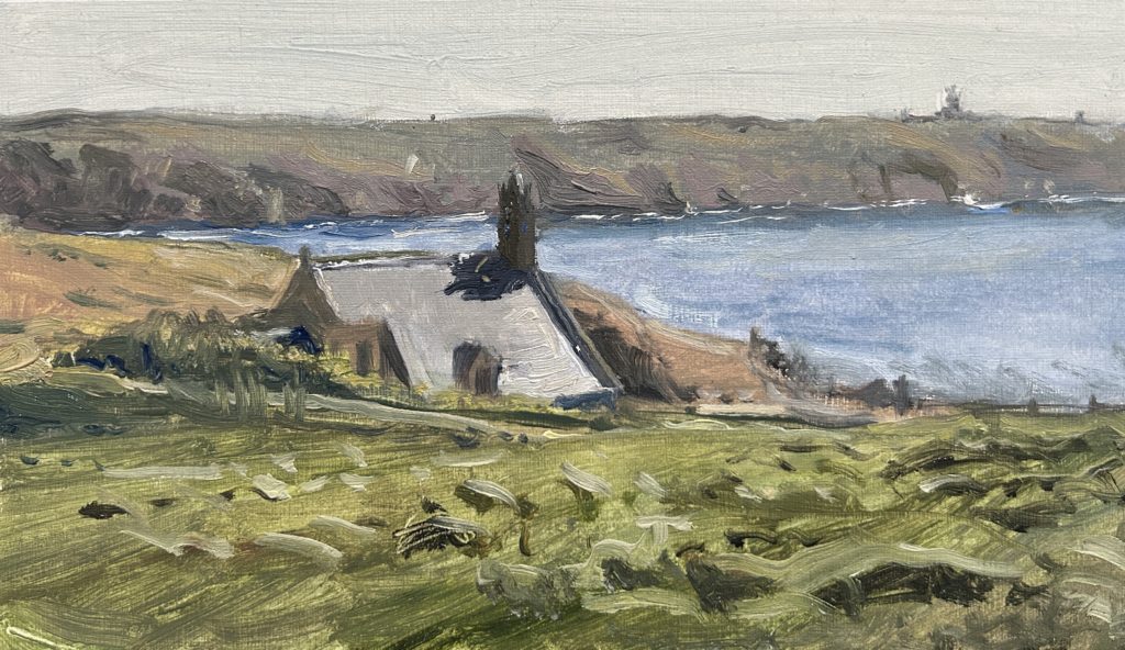 Chapelle They - point du Van, Bretagne - Huile sur papier